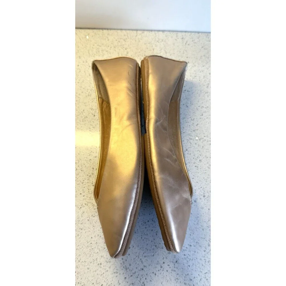 Yosi Samra Womens Valentina Flats Leather Metallic Rose Gold Slip On Mule Sz 9